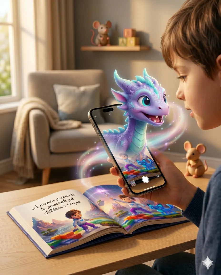Niño viviendo el cuento en realidad aumentada
