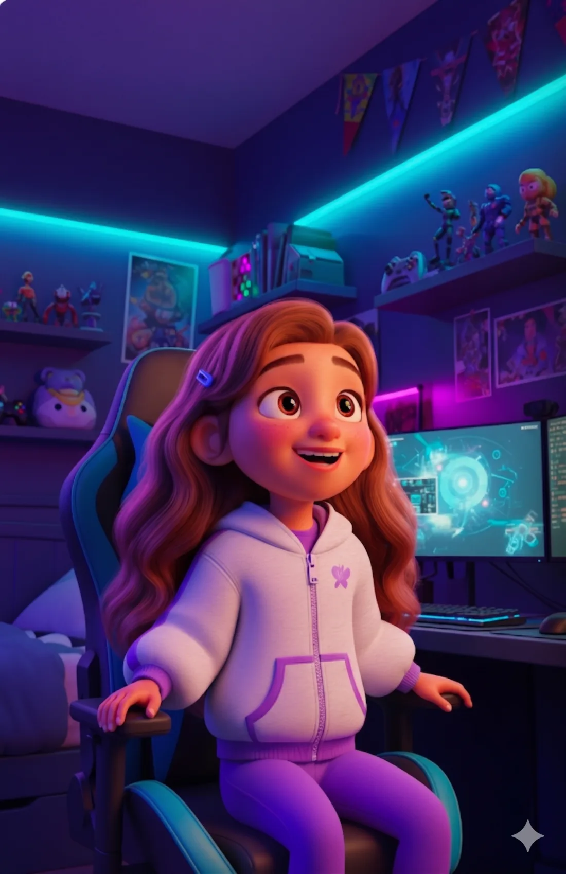 Primera escena del cuento personalizado: el héroe explora un mundo de cristales mágicos